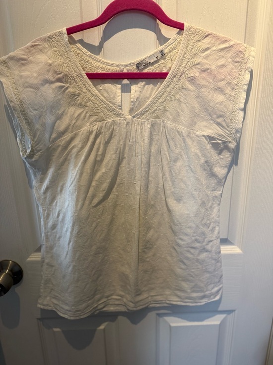 Prana Tops - Prana Women's White Ivory Embroidered 100% Organic Cotton Blossom Blouse M